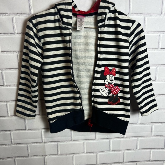 Disney Black and White Striped Kids Hoodie with Minnie Mouse - Picture 2 of 11